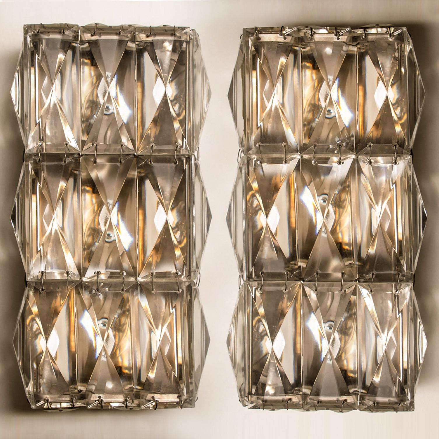 1 of the 6 Bakalowits Wall Lights, Nickel-Plated And Crystal, 1970 For Sale 5
