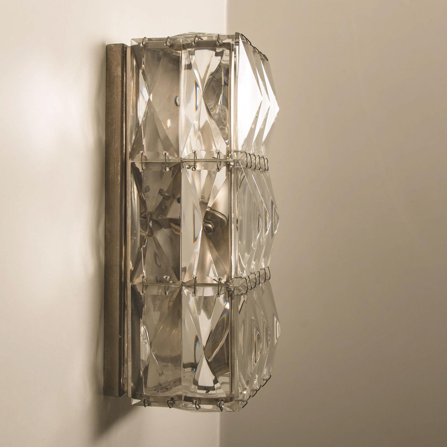 1 of the 6 Bakalowits Wall Lights, Nickel-Plated And Crystal, 1970 For Sale 8