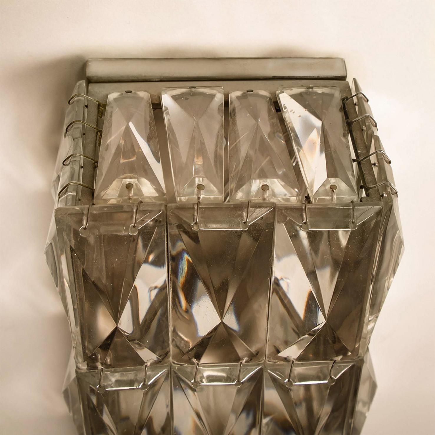 1 of the 6 Bakalowits Wall Lights, Nickel-Plated And Crystal, 1970 For Sale 9