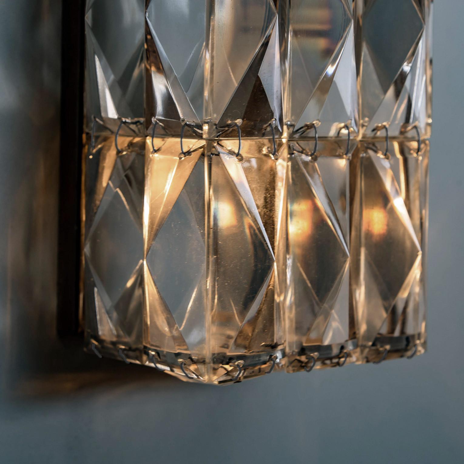 1 of the 6 Bakalowits Wall Lights, Nickel-Plated And Crystal, 1970 In Distressed Condition For Sale In Rijssen, NL