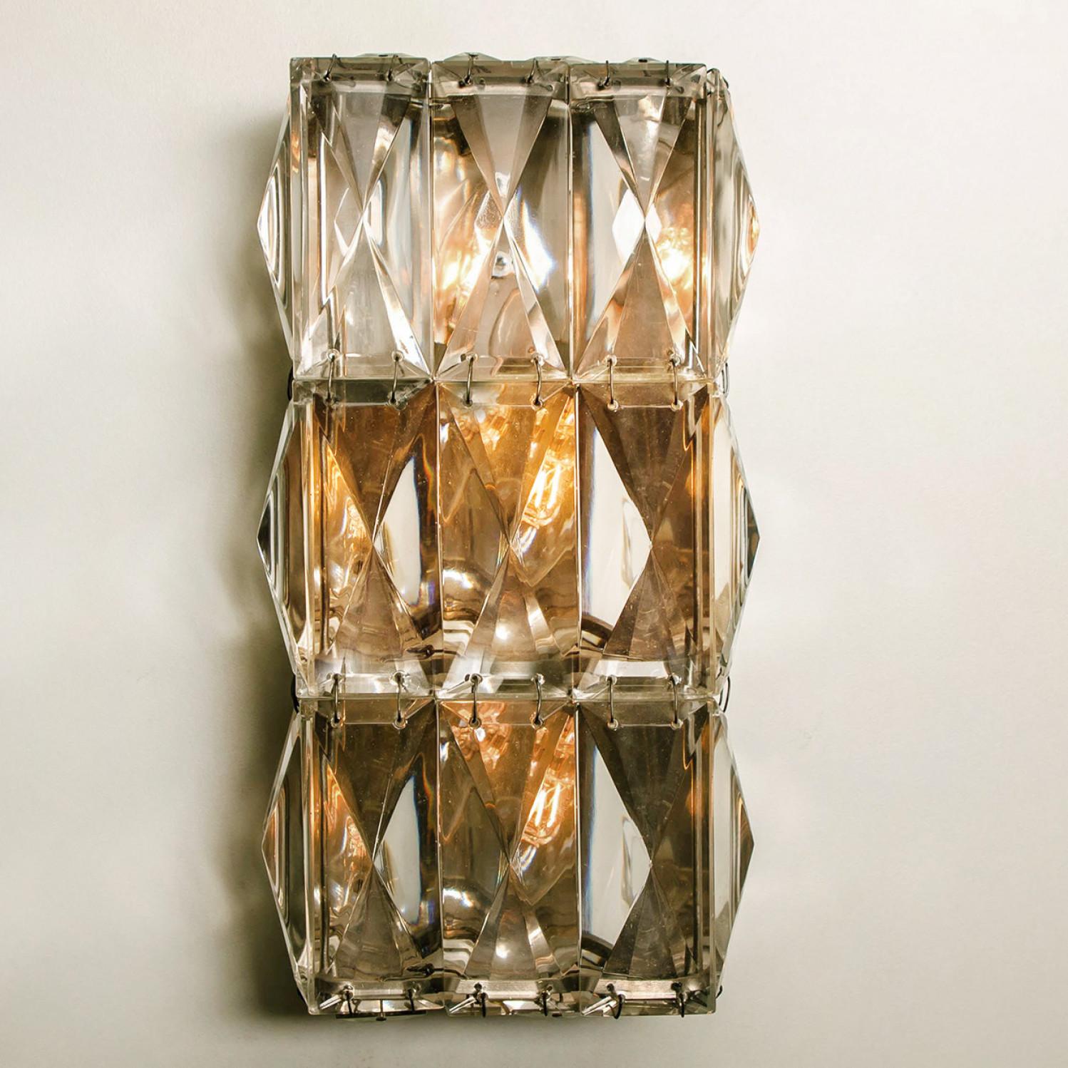 Late 20th Century 1 of the 6 Bakalowits Wall Lights, Nickel-Plated And Crystal, 1970 For Sale
