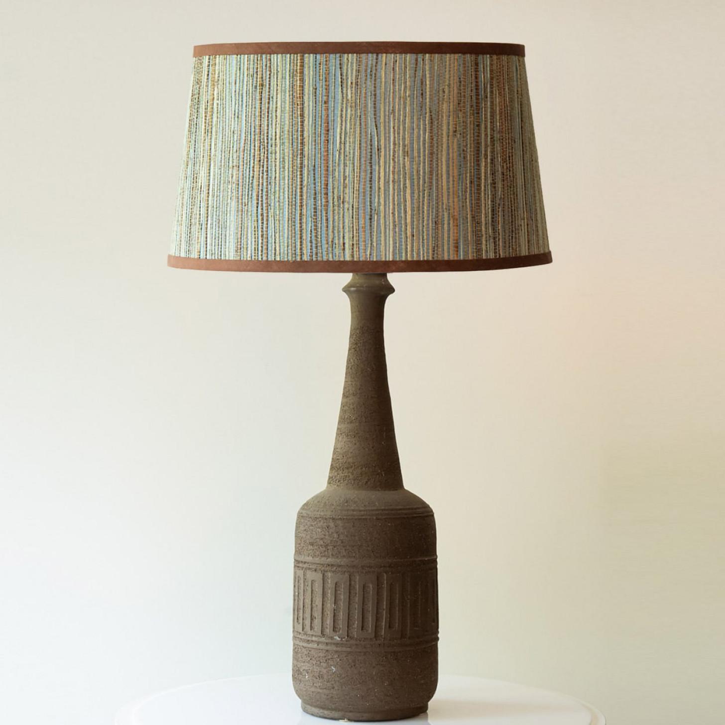 1 of the 6 Bitossi Lamps, Custom Silk Lamp Shades by R. Houben For Sale 3