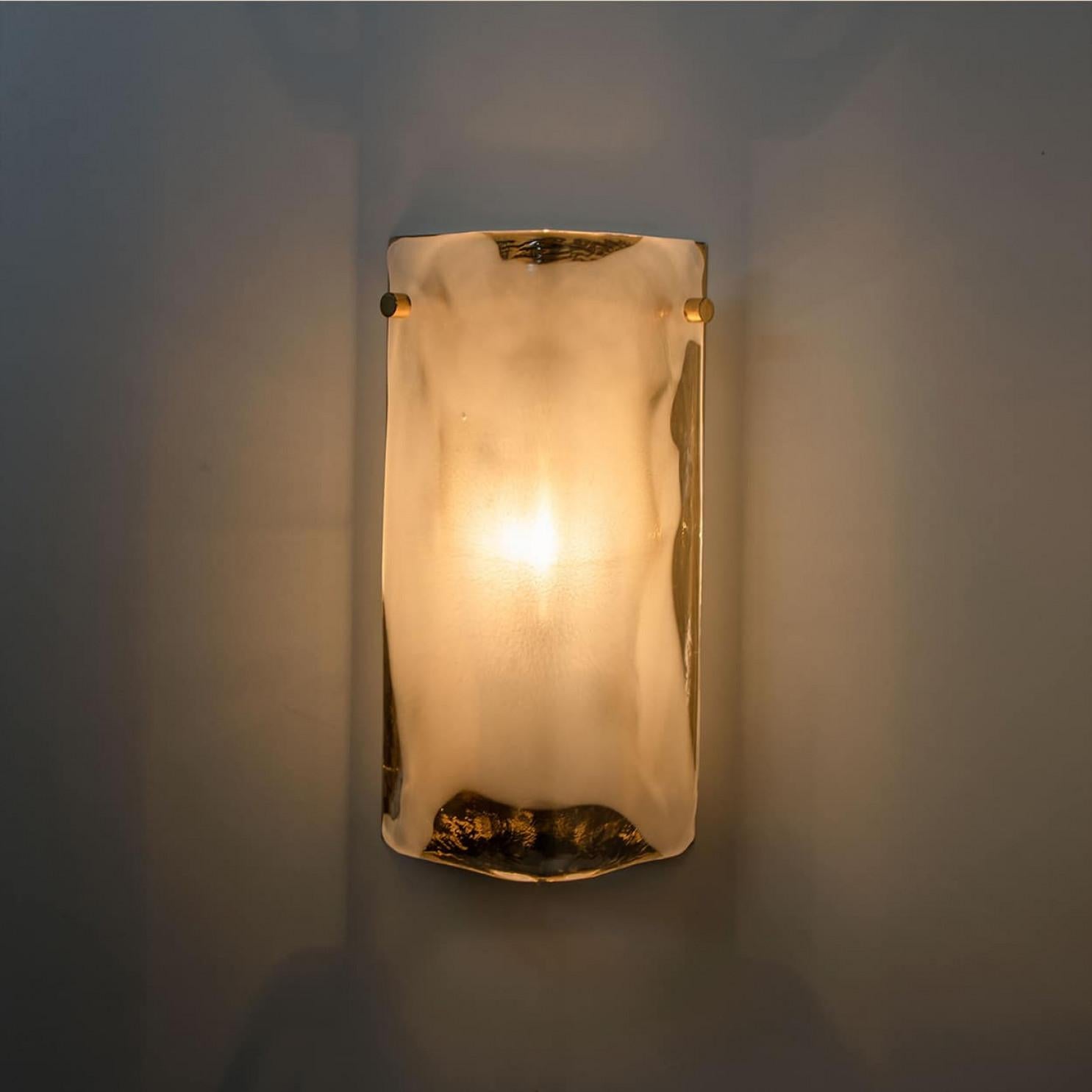 1 of the 6 Brass and Opal Clear Glass Wall Lights by J.T. Kalmar, 1960s en vente 6