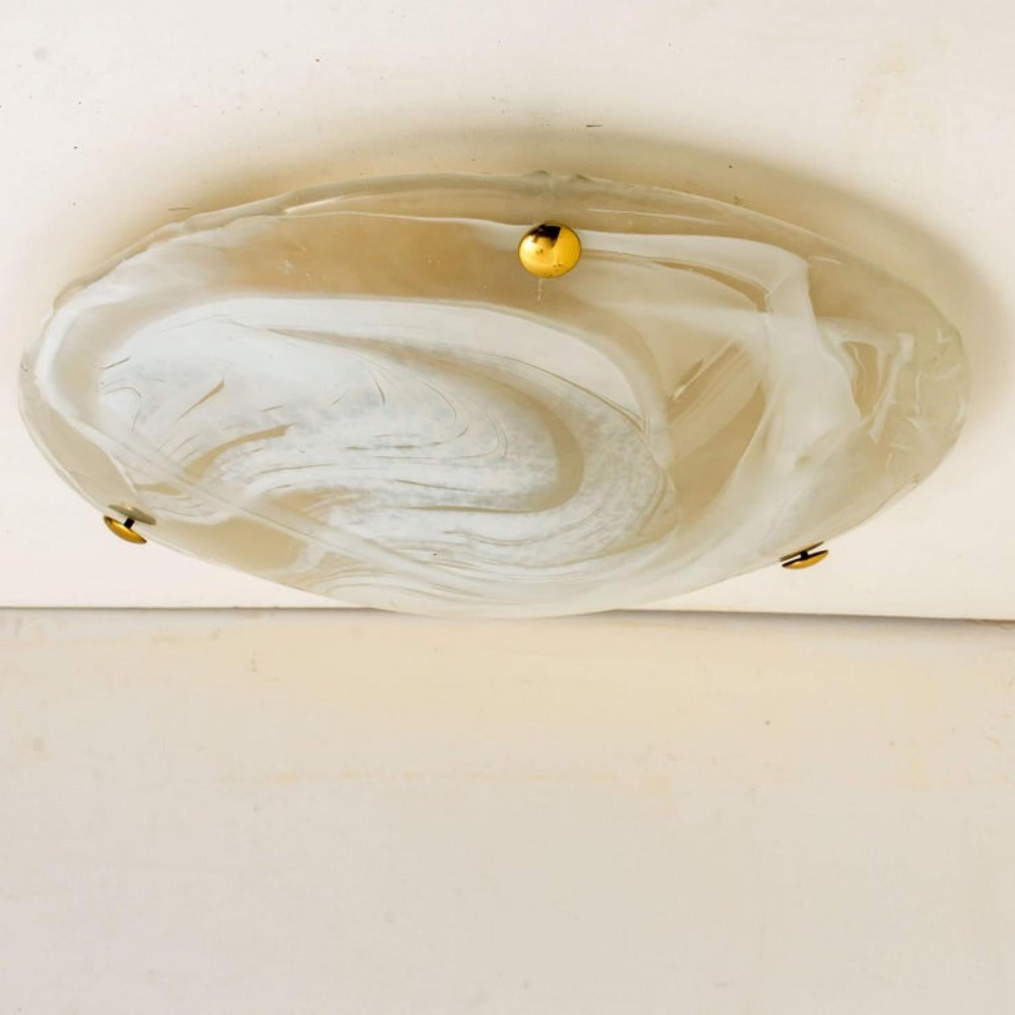 1 of The 6 Brass Massive Murano Glass Wall Lights or Flush mounts, Two Sizes For Sale 3