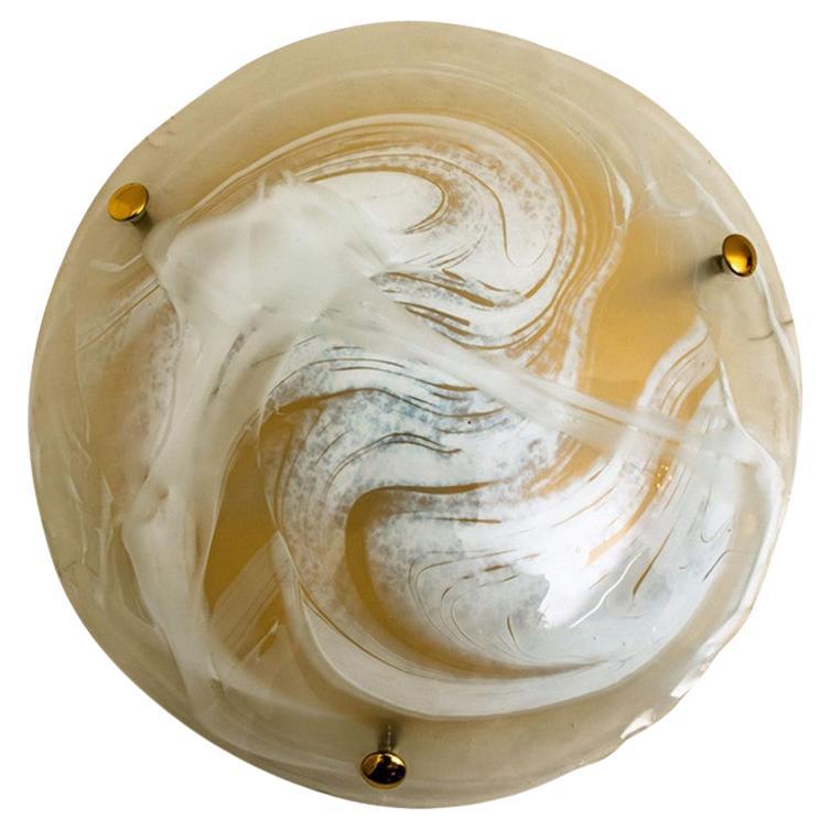 1 of The 6 Brass Massive Murano Glass Wall Lights or Flush mounts, Two Sizes For Sale