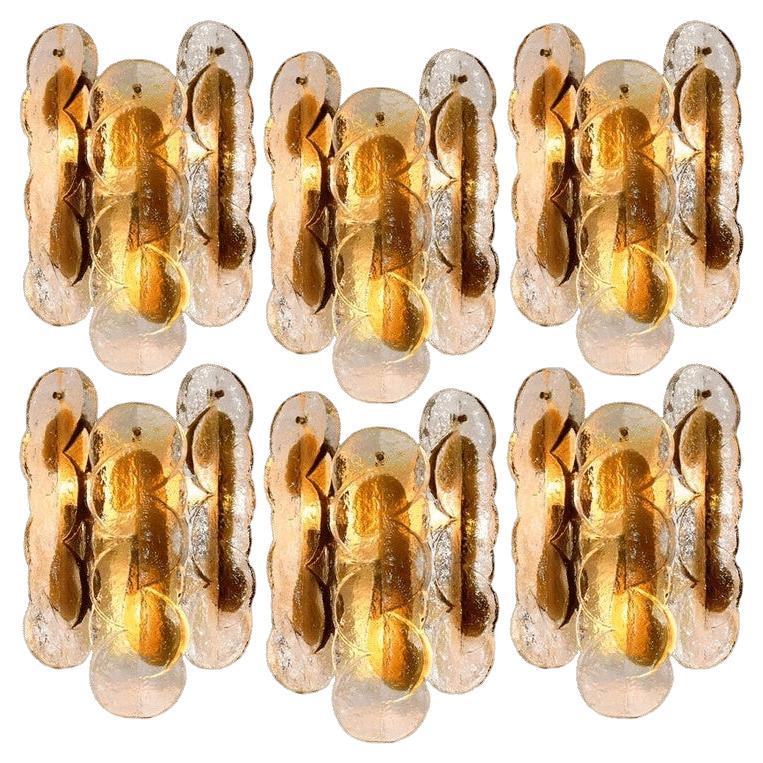 1 delle 6 applique o sconsigliere in vetro Citrus Swirl Ice di J.T. Kalmar, 1969