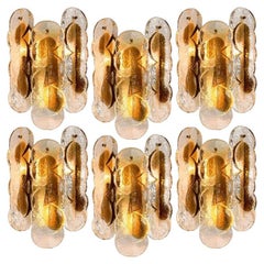 1 des 6 appliques ou appliques murales en verre de glace à tourbillons Citrus de J.T. Kalmar, 1969