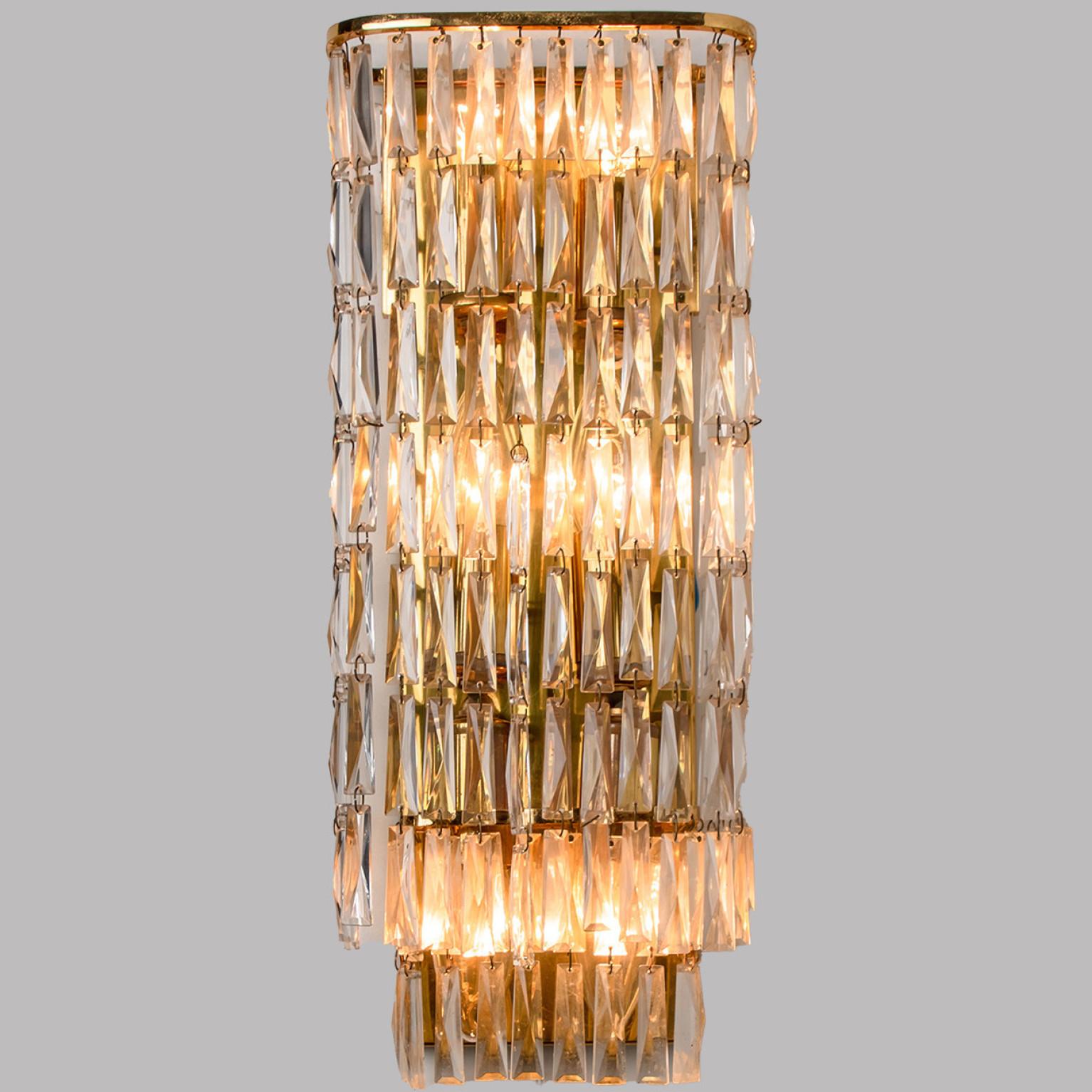 1 of the 6 Clear Gold, Glass Messing Crystal Wall Lights, Bakalowits, 1970 For Sale 5