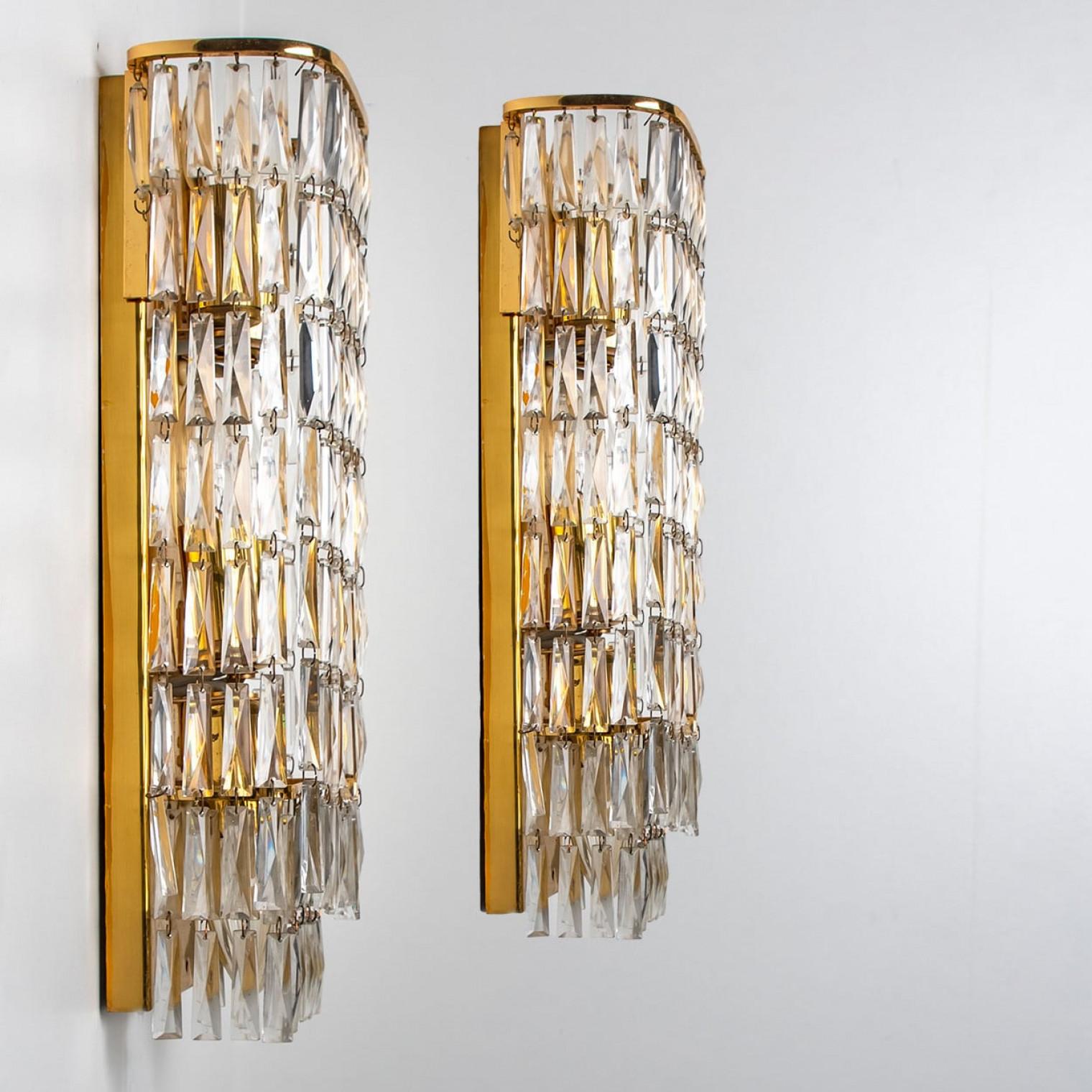 Or 1 des 6 appliques murales en or transparent et en verre en cristal, Bakalowits, 1970 en vente