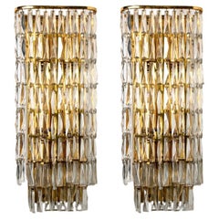 1 of the 6 Clear Gold, Glass Messing Crystal Wall Lights, Bakalowits, 1970
