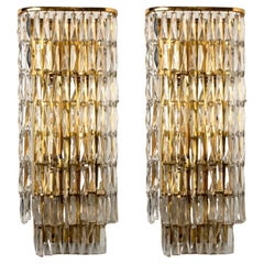 1 of the 6 Clear Gold, Glass Messing Crystal Wall Lights, Bakalowits, 1970