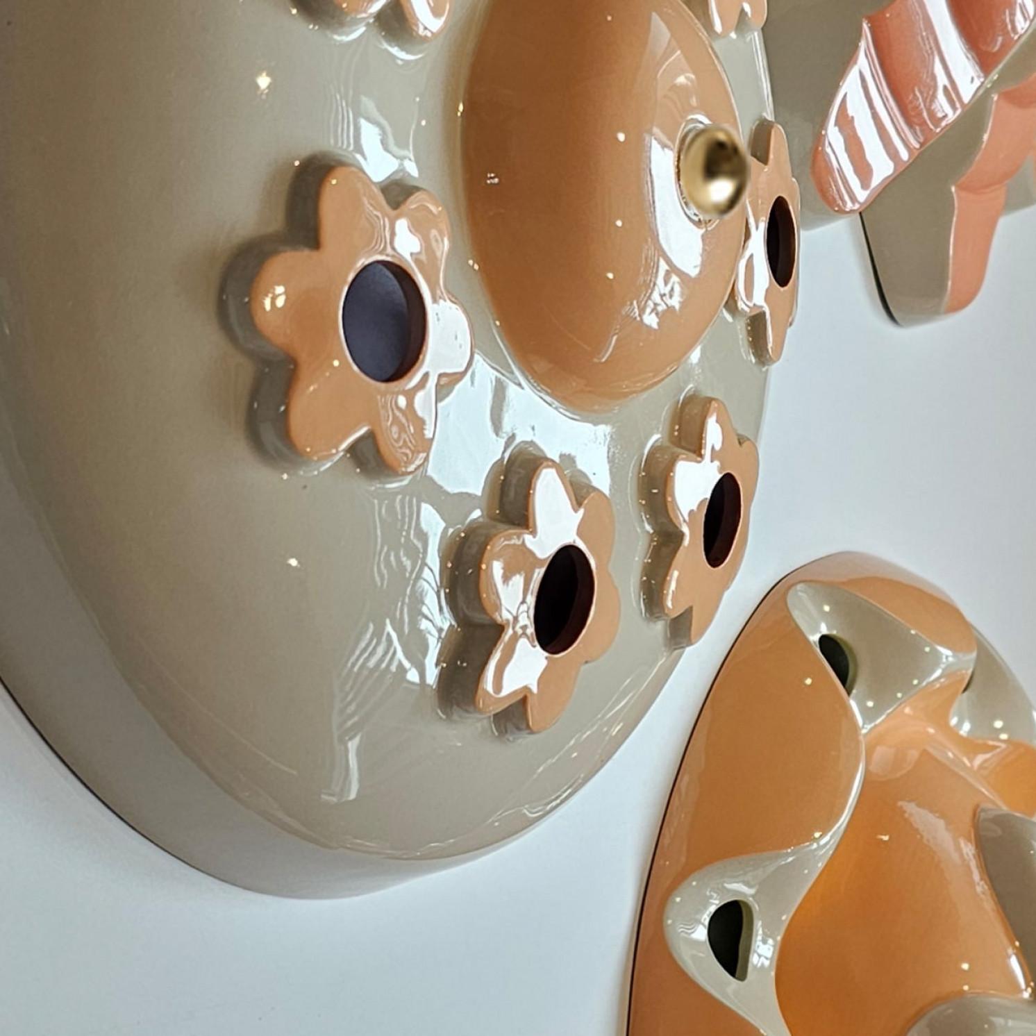 1 de las 6 Lámparas de cerámica de colores, Rosetas de Jeanine Keizer, 1990 en venta 2