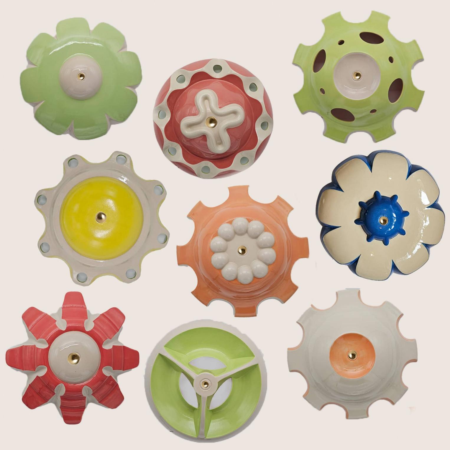 1 de las 6 Lámparas de cerámica de colores, Rosetas de Jeanine Keizer, 1990 en venta 10