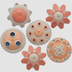 1 der 6 farbigen Keramiklampen, Rosetten von Jeanine Keizer, 1990