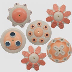 1 of the 6 Colored Ceramic Lamps, Rosettes by Jeanine Keizer, 1990