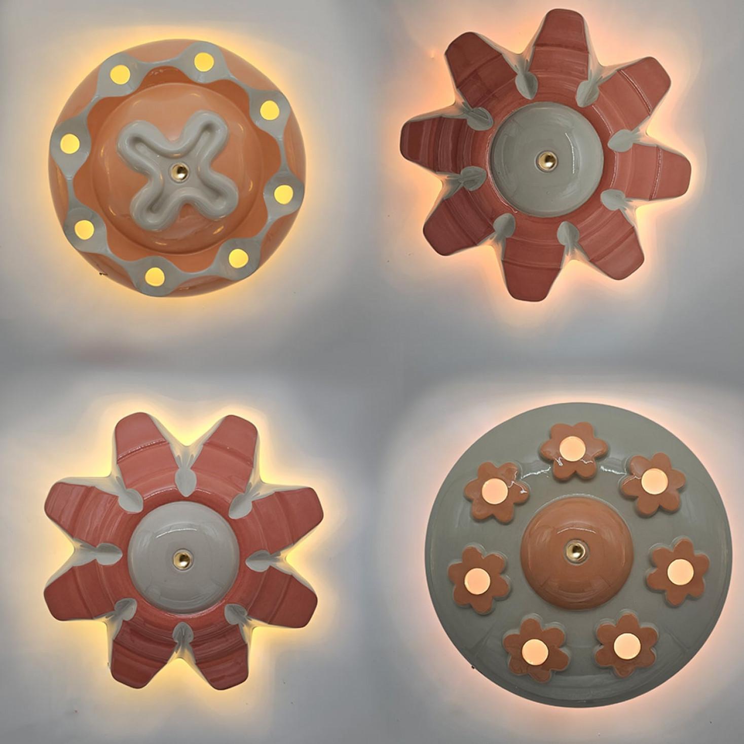 1 de las 6 Lámparas de cerámica de colores, Rosetas de Jeanine Keizer, 1990 Otro en venta
