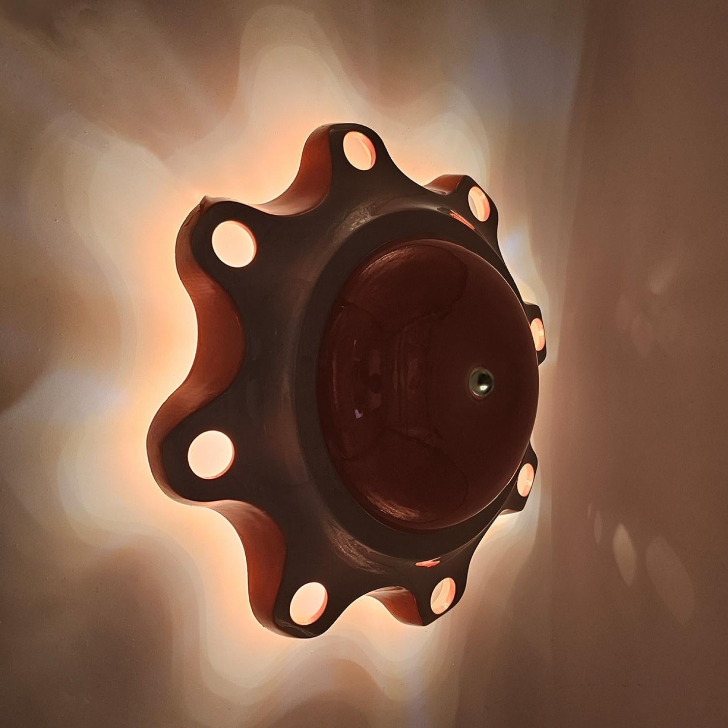 1 of the 6 Colored Ceramic Lamps, Rosettes by Jeanine Keizer, 1990 For Sale 1