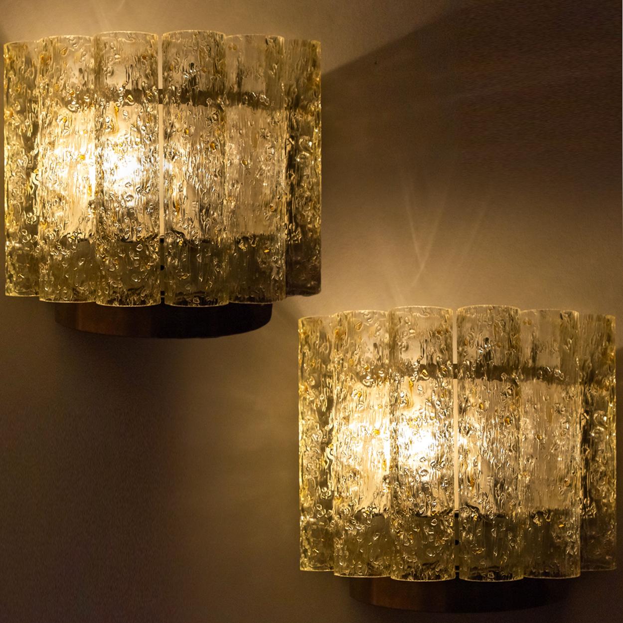 Plated 1 of the 6 Doria Wall Lamps in Brass and Glass, 1960s For Sale