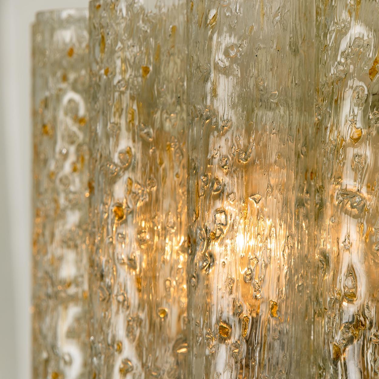 Blown Glass 1 of the 6 Doria Wall Lamps in Brass and Glass, 1960s For Sale