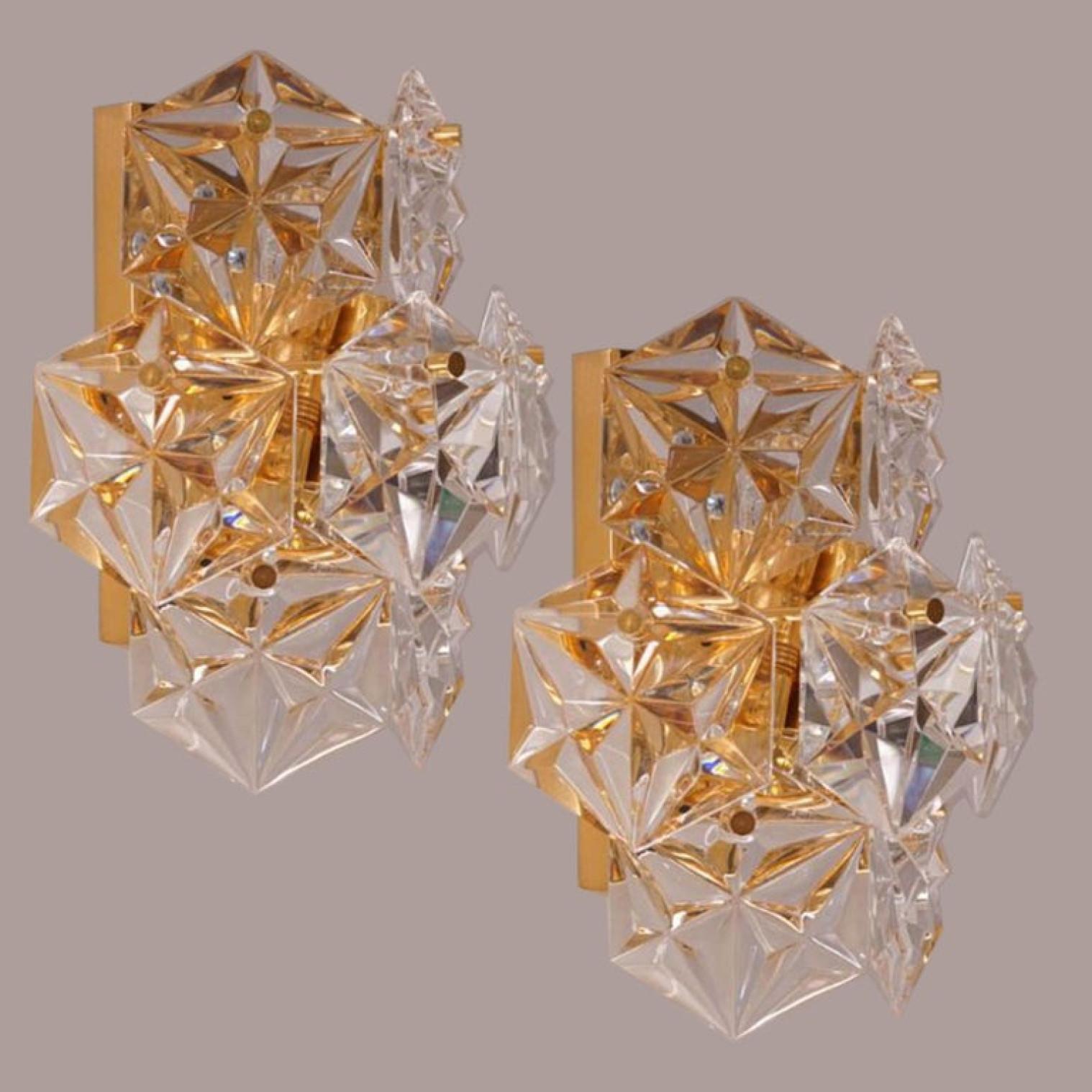 1 of the 6 Faceted Crystal and Gilt Sconces by Kinkeldey, Germany, 1970s For Sale 2