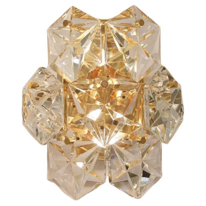 1 of the 6 Faceted Crystal and Gilt Sconces by Kinkeldey, Germany, 1970s For Sale