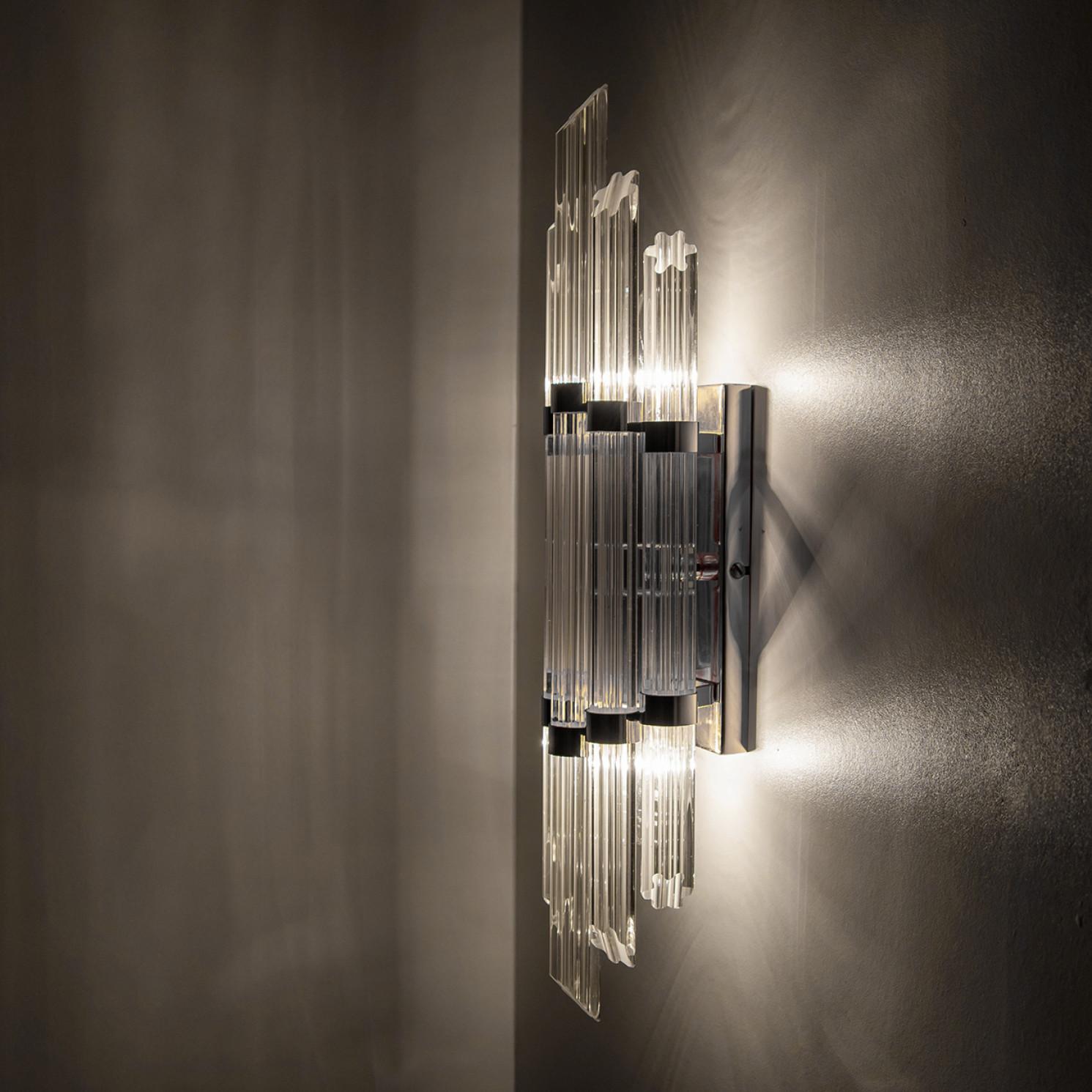 1 de los 6 Apliques de Pared Cromados con Varilla de Cristal en Forma de Flor en Estilo de Sciolari en venta 2