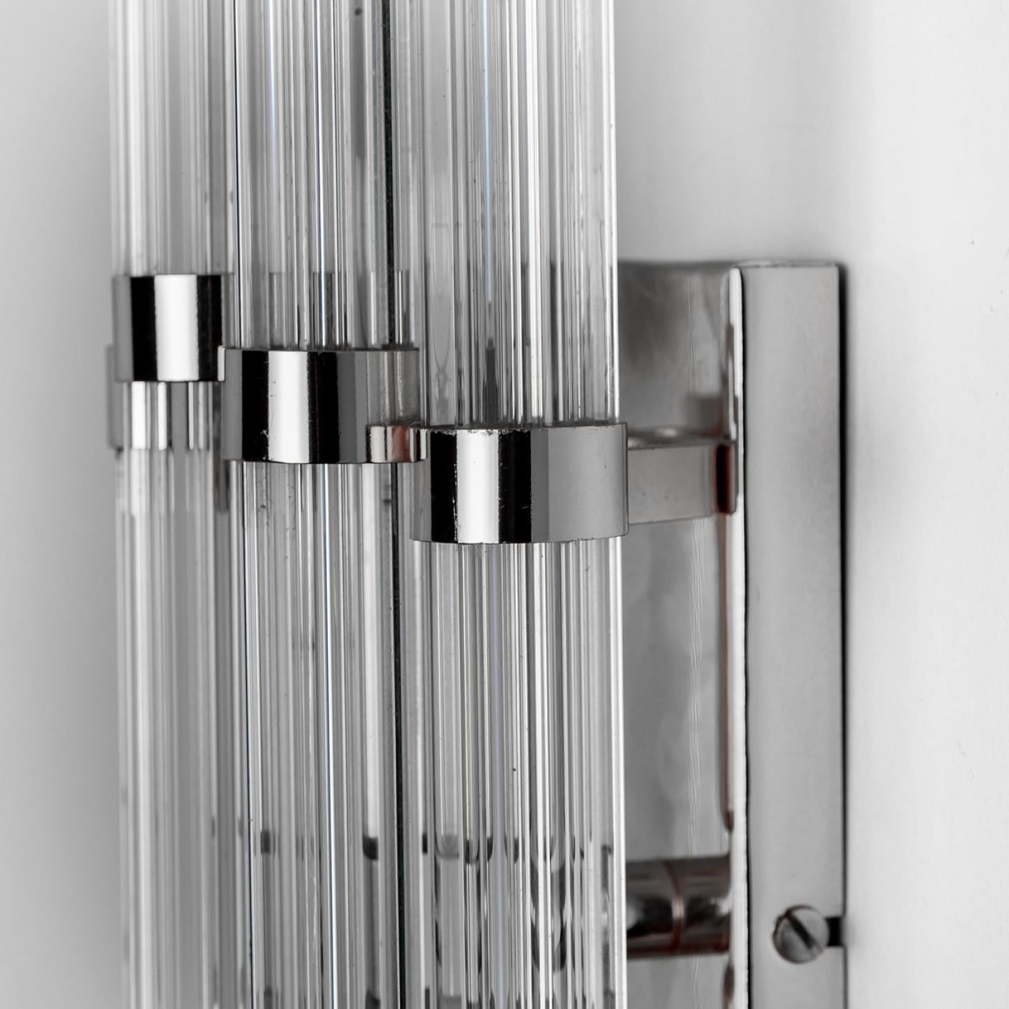 1 de los 6 Apliques de Pared Cromados con Varilla de Cristal en Forma de Flor en Estilo de Sciolari en venta 1