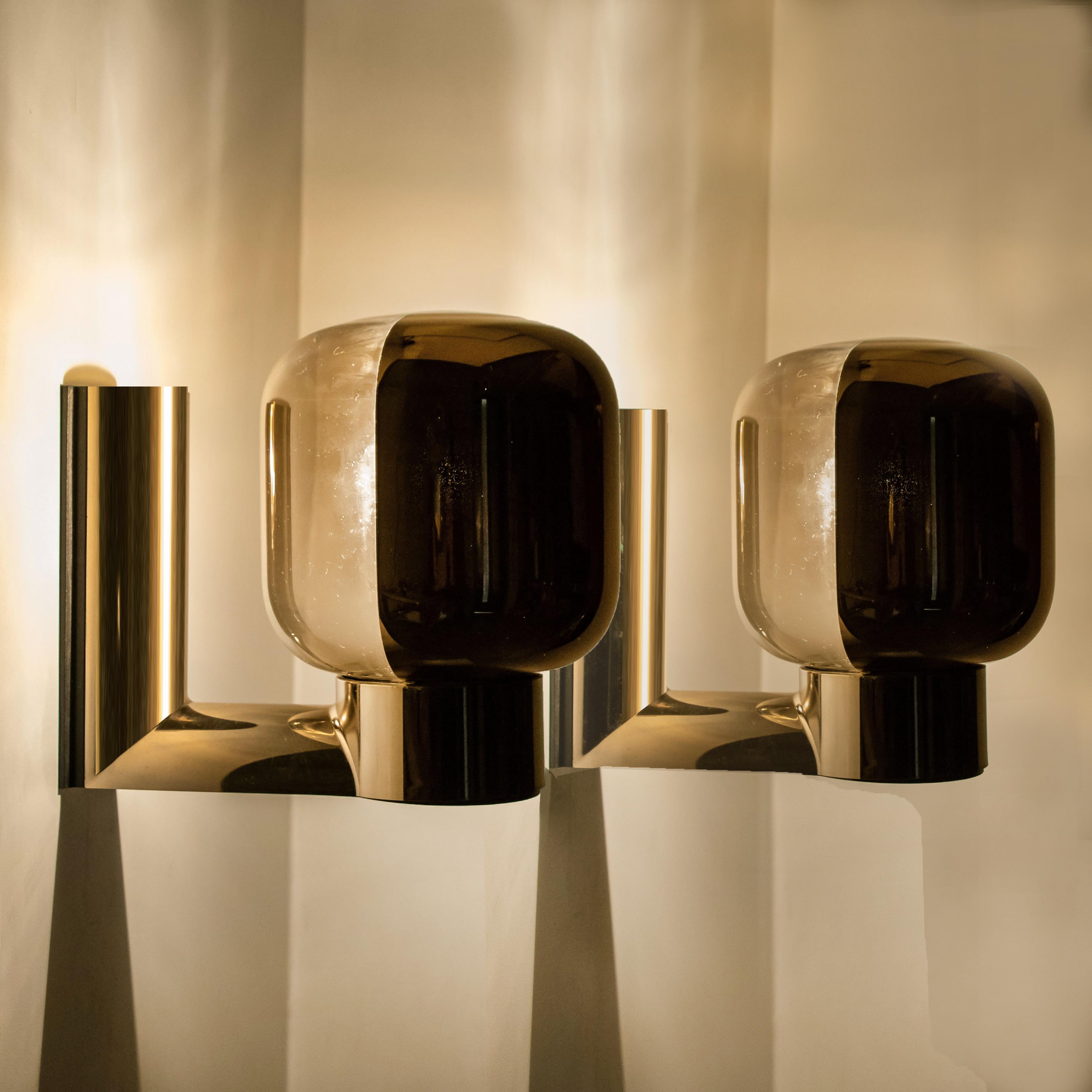 Mid-Century Modern 1 of the 6 Geometrical Smoked Glass Sconces by Staff, 1970