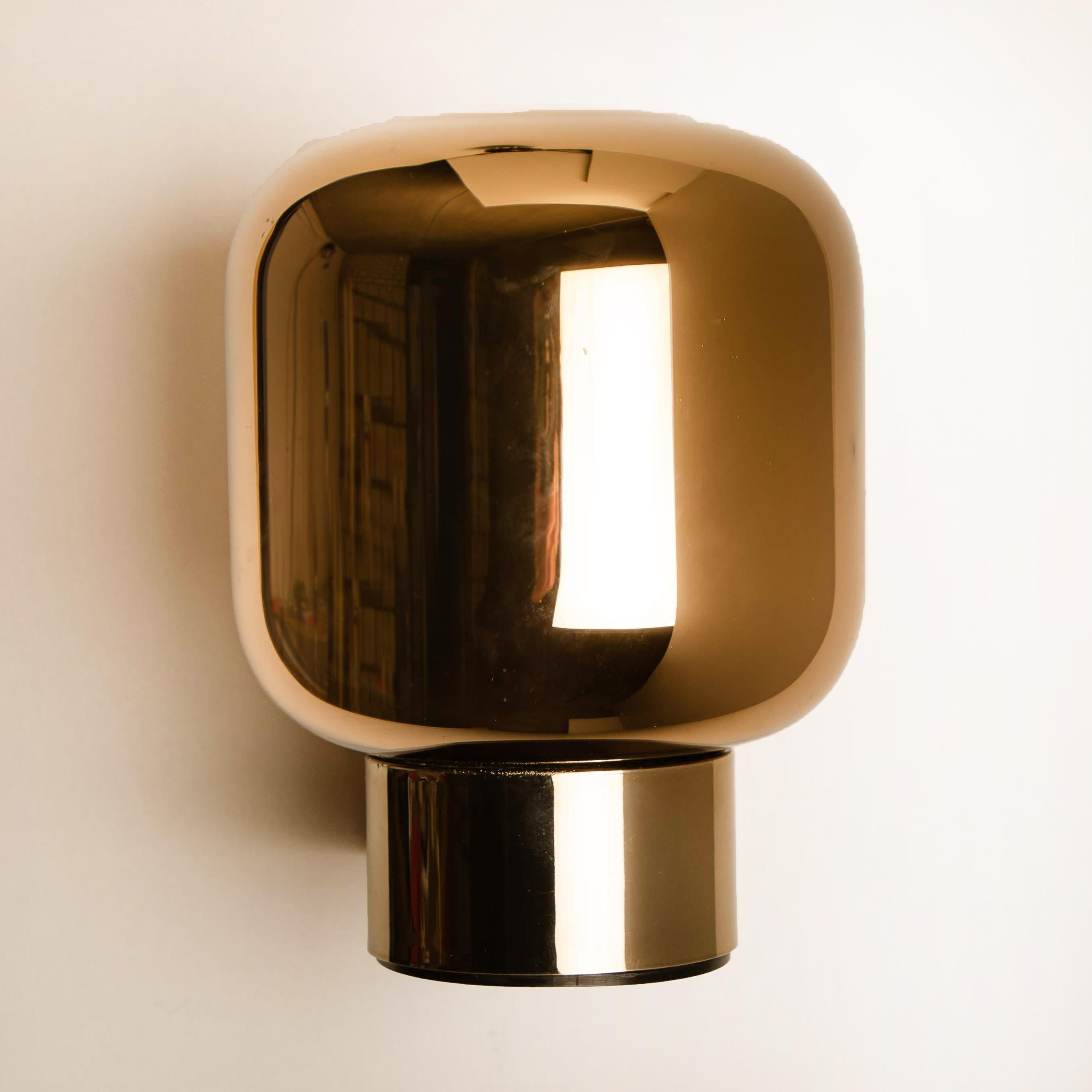 German 1 of the 6 Geometrical Smoked Glass Sconces by Staff, 1970