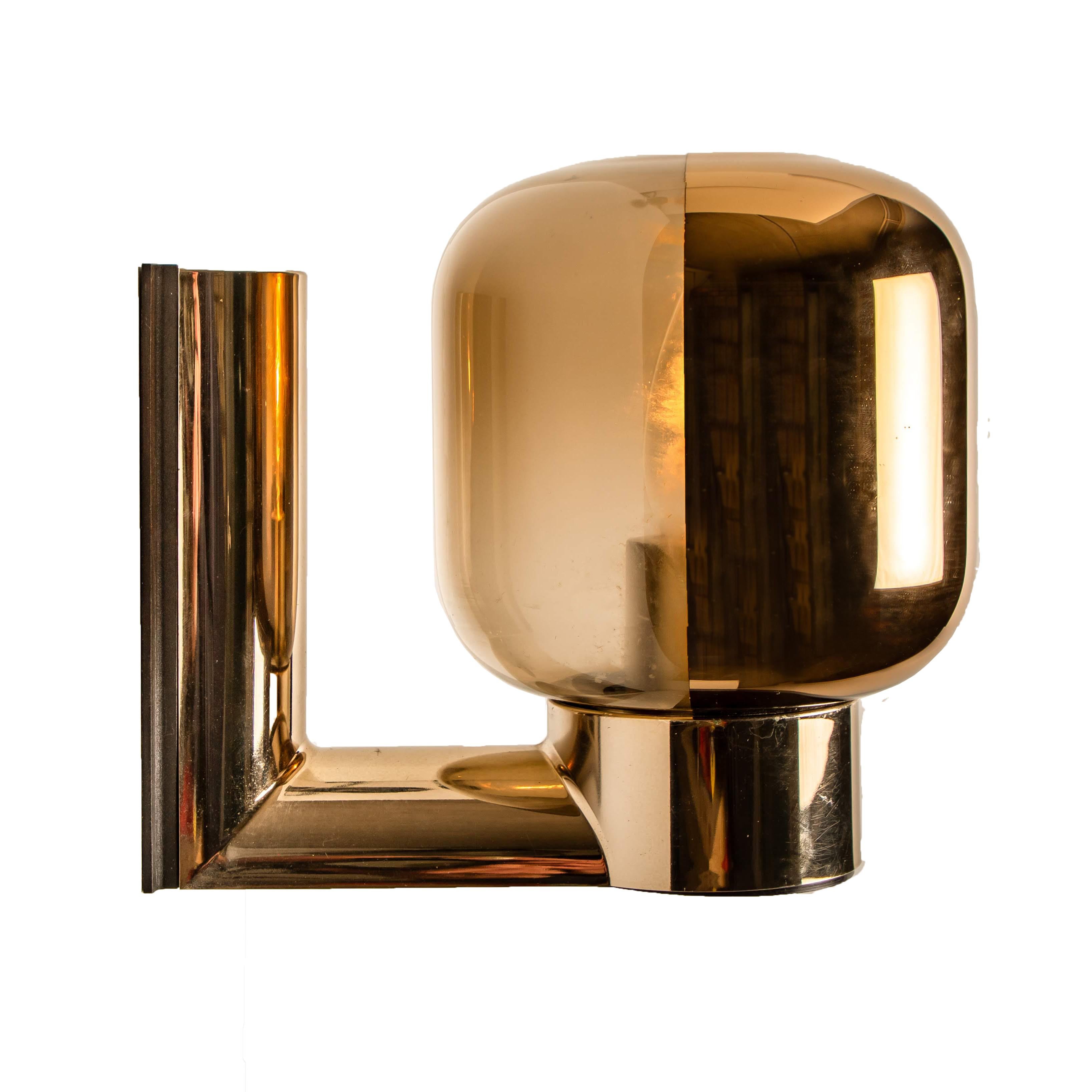 Late 20th Century 1 of the 6 Geometrical Smoked Glass Sconces by Staff, 1970