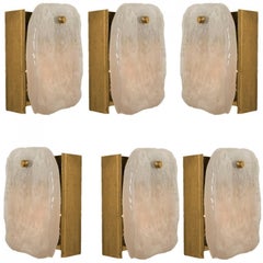 1 der 6 Leuchten aus Glas und Messing, entworfen von J.T Kalmar, Österreich, 1960er Jahre