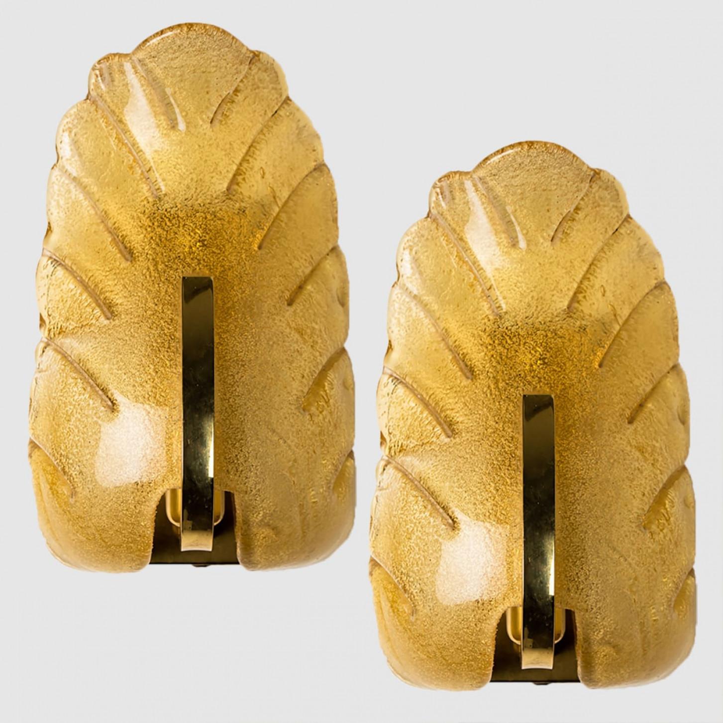 1 de los 6 bollos de pared de hojas de cristal de Fagerlund para Orrefors, 1960 en venta 5