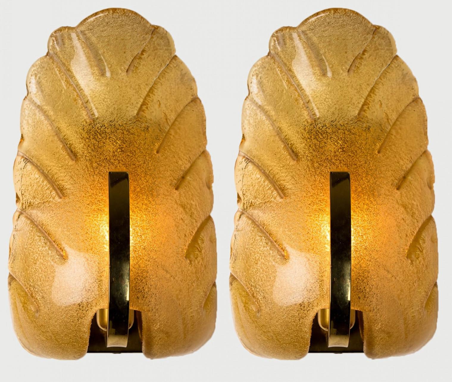 1 de los 6 bollos de pared de hojas de cristal de Fagerlund para Orrefors, 1960 Moderno de mediados de siglo en venta