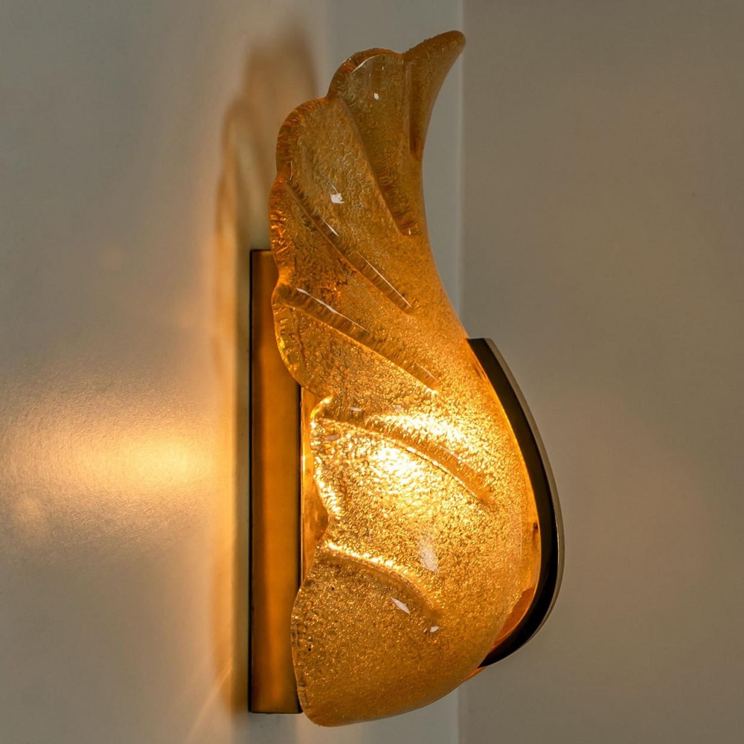 1 de los 6 bollos de pared de hojas de cristal de Fagerlund para Orrefors, 1960 en Bueno estado para la venta en Rijssen, NL
