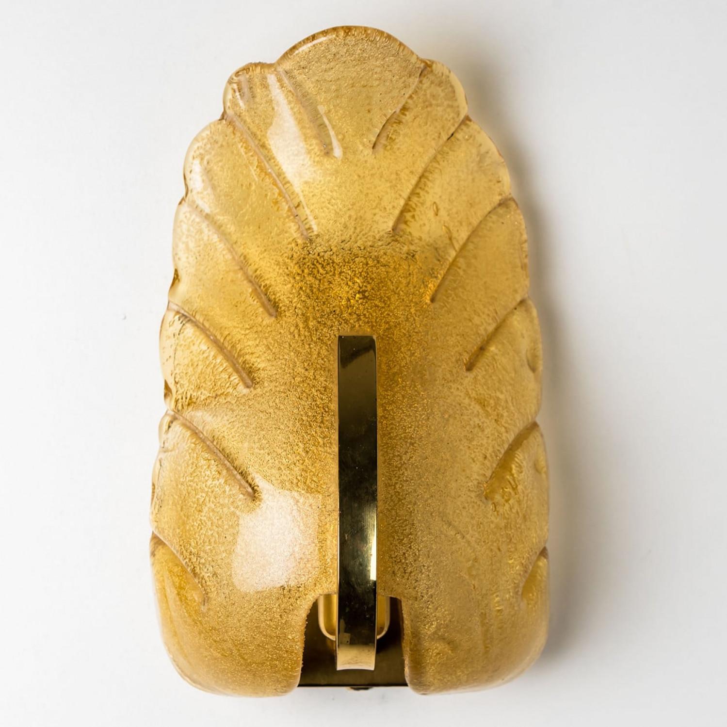 1 de los 6 bollos de pared de hojas de cristal de Fagerlund para Orrefors, 1960 mediados del siglo XX en venta