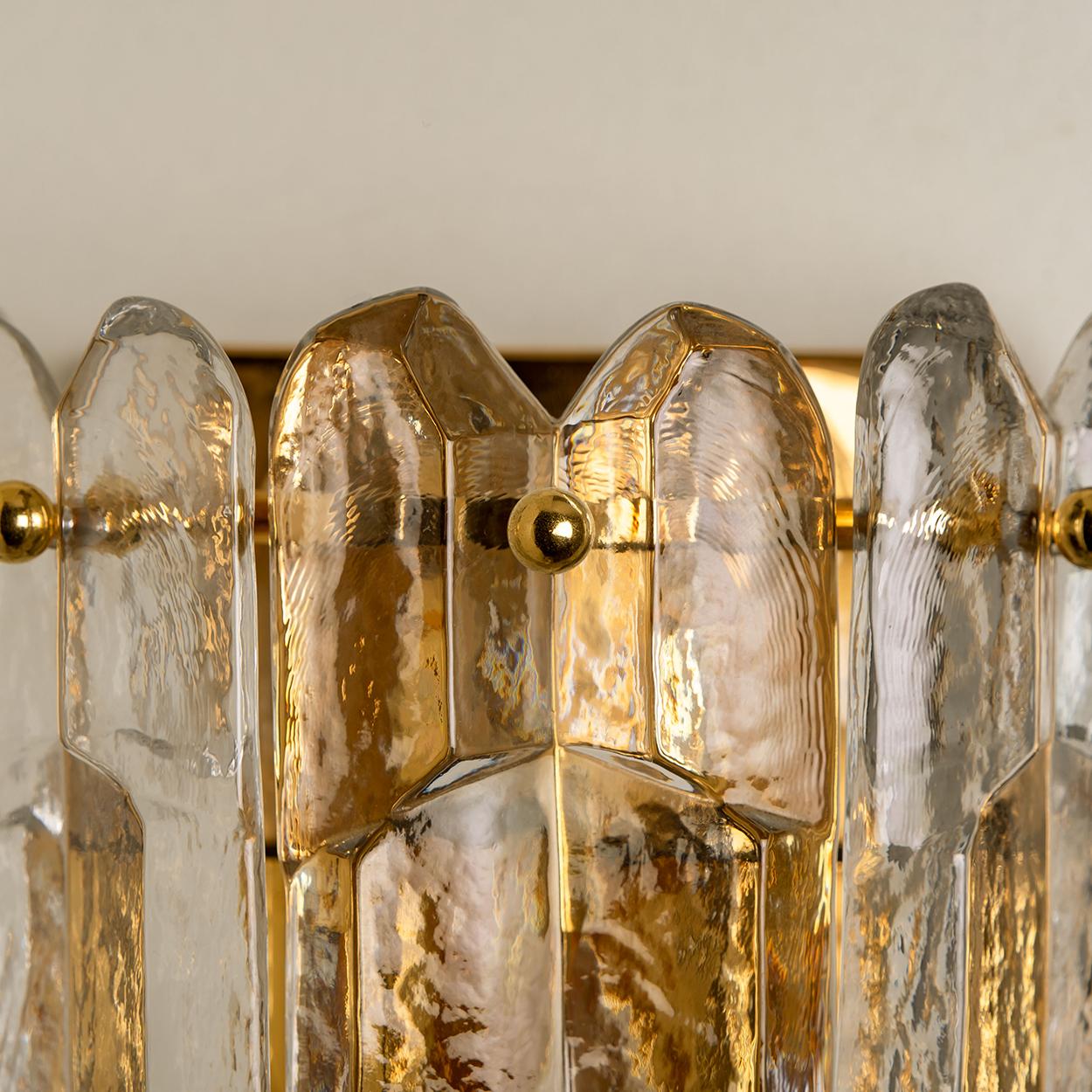 Gold Plate 1 of the 6 J.T. Kalmar 'Palazzo' Wall Light Fixtures Gilt Brass and Glass For Sale
