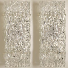 1 of the 6 Kalmar Wave Glass Wall Lights White Metal, 1970s