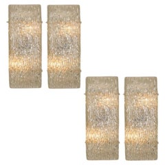 1 de los 6 Apliques de cristal Kalmar Wave Metal blanco, años 70