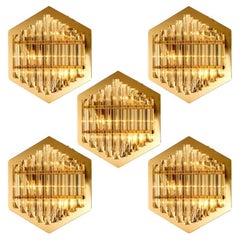1 of the 6 Large Venini Style Glass Sconces with Triedi Crystals, 1969