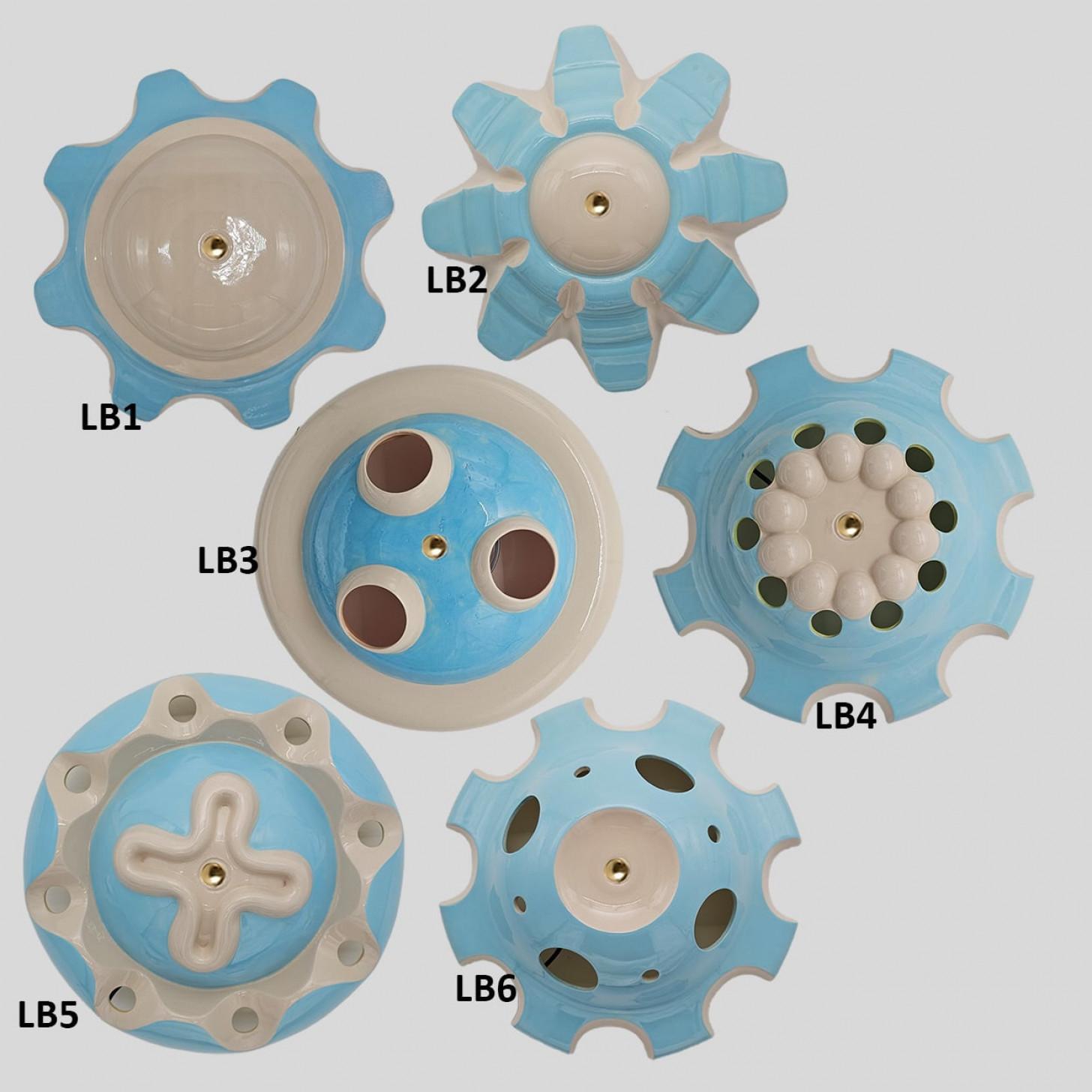 1 of the 6 Light Blue Ceramic Lamps, Rosettes by Jeanine Keizer, 1990 For Sale 6