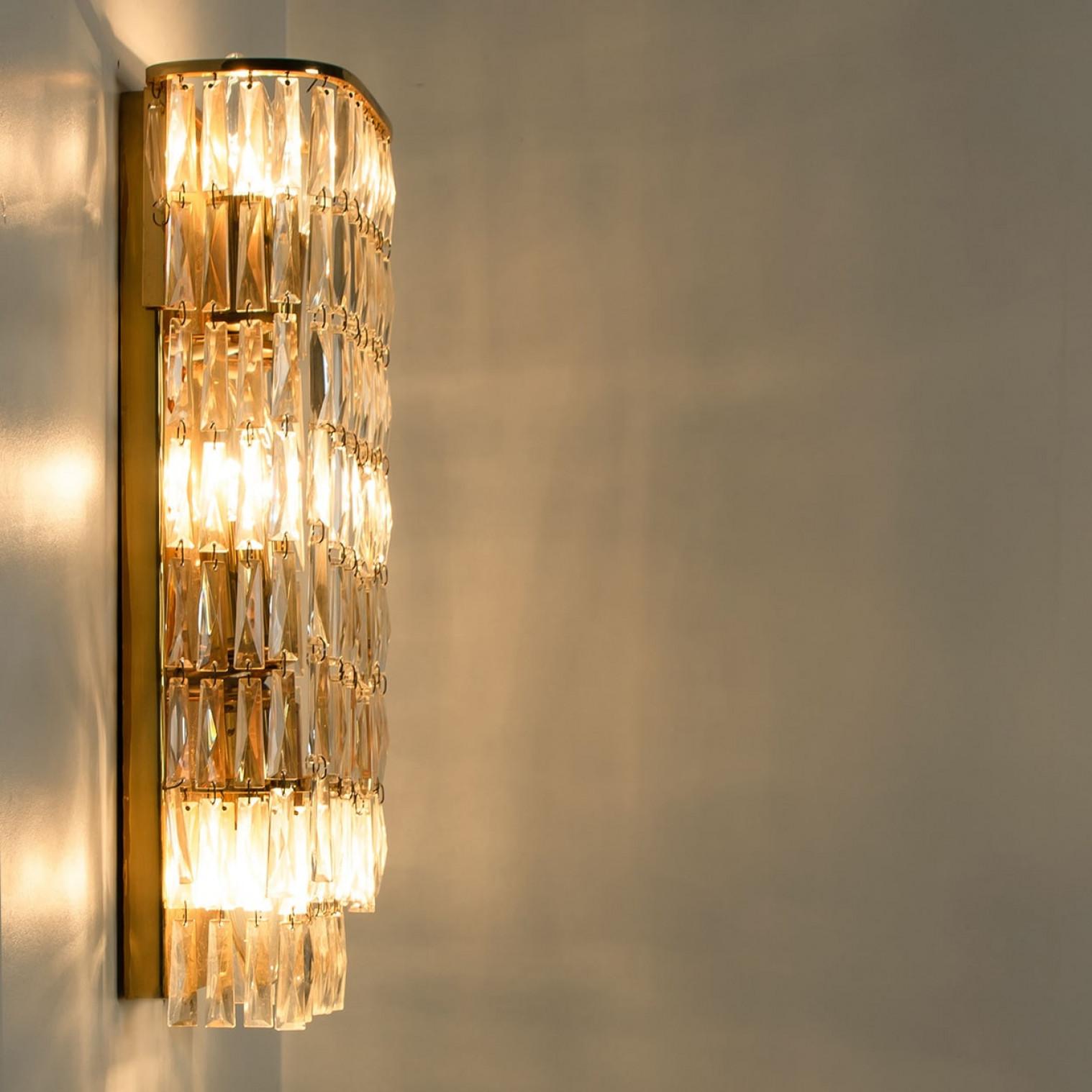 1 of the 6 Messing Crystal Wall Light from Bakalowits & Söhne, 1970s in vendita 2