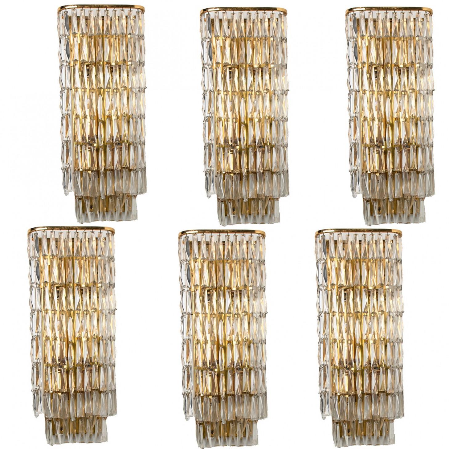 Other 1 of the 6 Messing Crystal Wall Light from Bakalowits & Söhne, 1970s