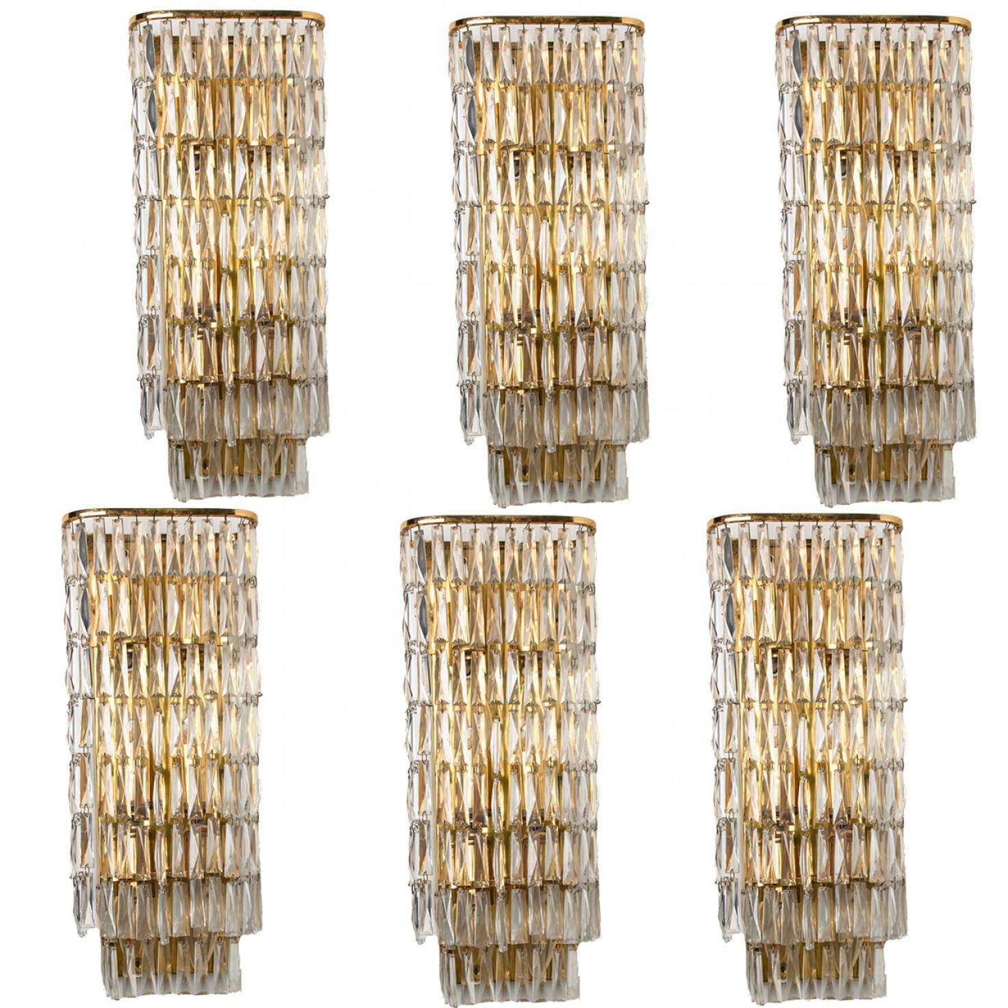 Altro 1 of the 6 Messing Crystal Wall Light from Bakalowits & Söhne, 1970s in vendita