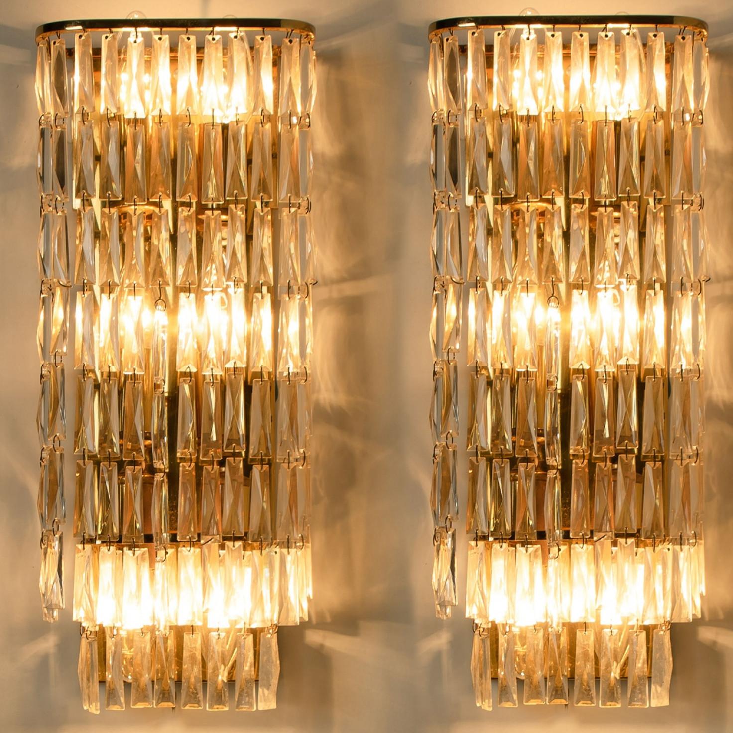 Mid-20th Century 1 of the 6 Messing Crystal Wall Light from Bakalowits & Söhne, 1970s