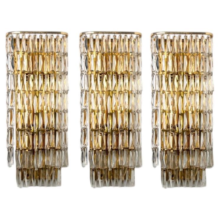 1 of the 6 Messing Crystal Wall Light from Bakalowits & Söhne, 1970s For Sale