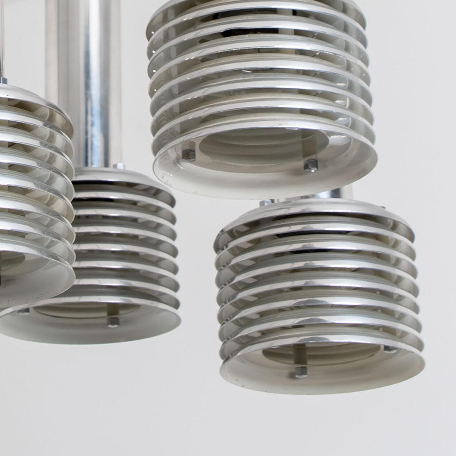 1 of the 6 Metal and Chrome Pendant Lights by Staff Leuchten, 1970s For Sale 5