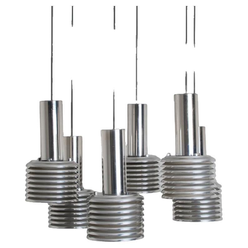 1 of the 6 Metal and Chrome Pendant Lights by Staff Leuchten, 1970s For Sale