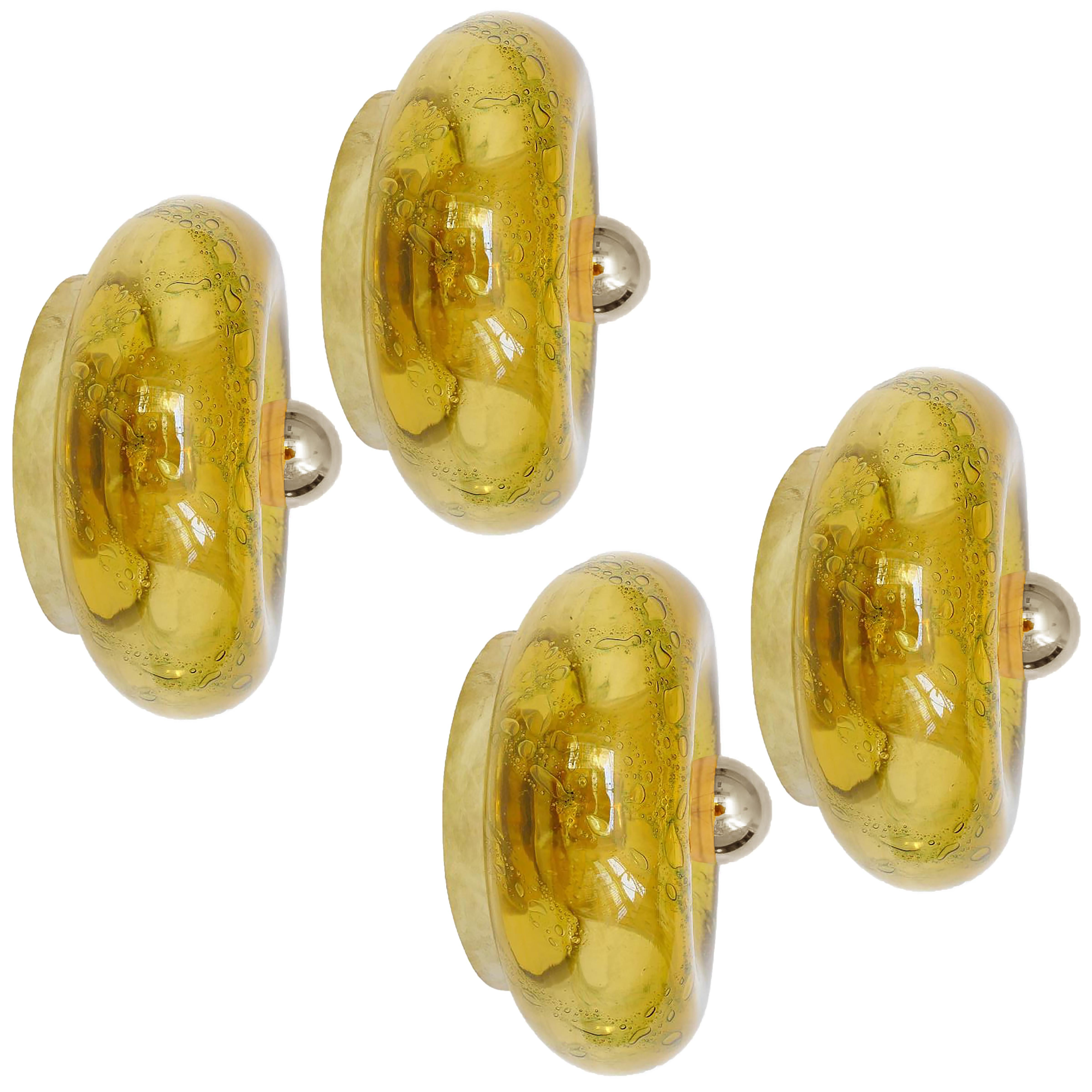 1 of the 6 Murano Amber Glass Flush Mounts or Wall Lights, 1970s 6