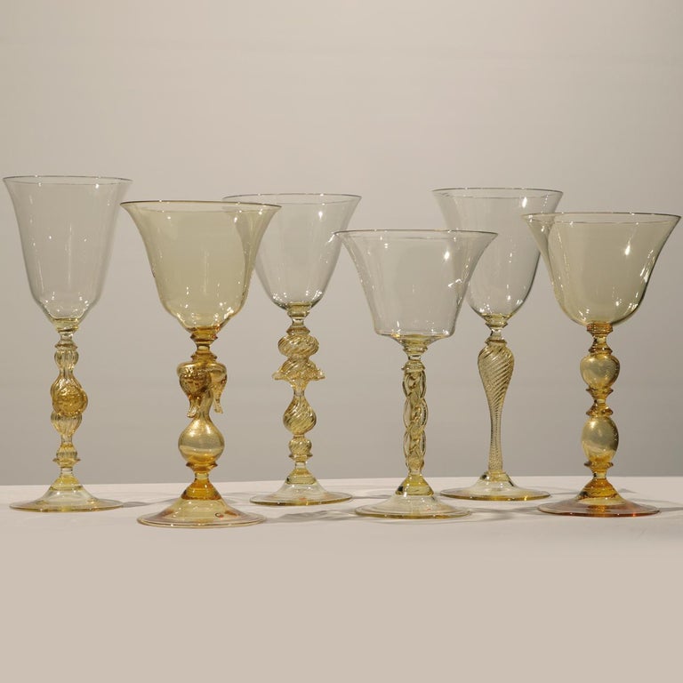 1 of the 6 Murano Venetian Crystal Signoretto Wine Glasses 3