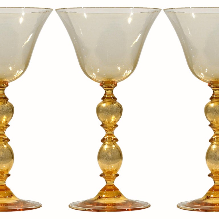 Mid-Century Modern 1 of the 6 Murano Venetian Crystal Signoretto Wine Glasses